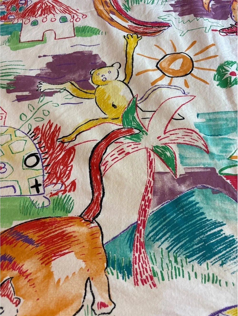 IKEA Twin Duvet Cover Vintage Child Art Orange Backing Rare Retro 90s Kidcore